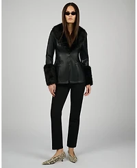 WeWoreWhat Women's Fur Collar Jacket