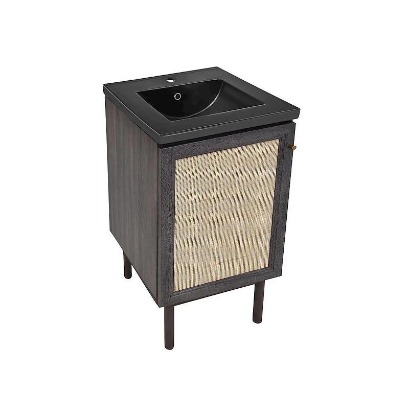 Swiss MadisonClasse 18" Freestanding Bathroom Vanity in Black Oak with Black Sink Top