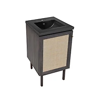 Swiss MadisonClasse 18" Freestanding Bathroom Vanity in Black Oak with Black Sink Top