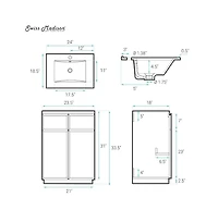 Swiss Madison St. Tropez 24" Freestanding Bathroom Vanity in Green Oak with Sink Top