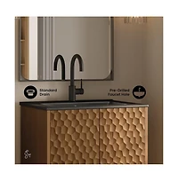 Swiss Madison Bosse 24" Freestanding Bathroom Vanity in Brown Oak with Black Sink Top