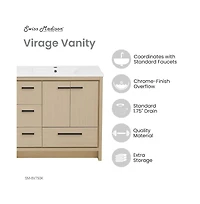 Swiss Madison Virage 36" Freestanding Bathroom Vanity in Natural Oak with Sink Top