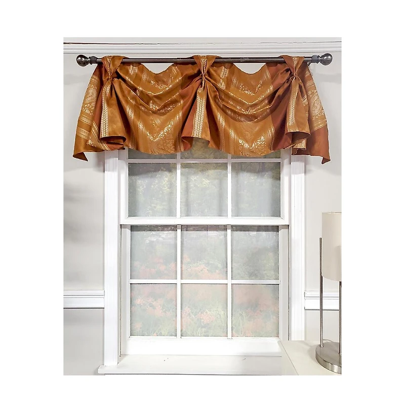 Rlf Home Nikoleta Celebration Valance Hand Pleated Tabs Elegant Window Treatment Valance 36" x 18" Gold