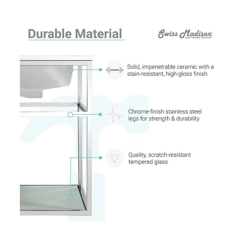 Swiss MadisonPierre 36 Single, Open Shelf, Chrome Metal Frame Bathroom Vanity