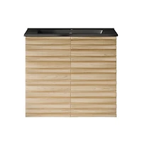 Swiss MadisonCascade 24; Wall-Mounted Bathroom Vanity in Natural Oak with Black Sink Top