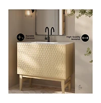 Bosse 36" Freestanding Bathroom Vanity in Natural Oak with Sink Top