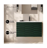 Swiss Madison Cascade 36" Wall-Mounted Bathroom Vanity in Oak with Sink Top