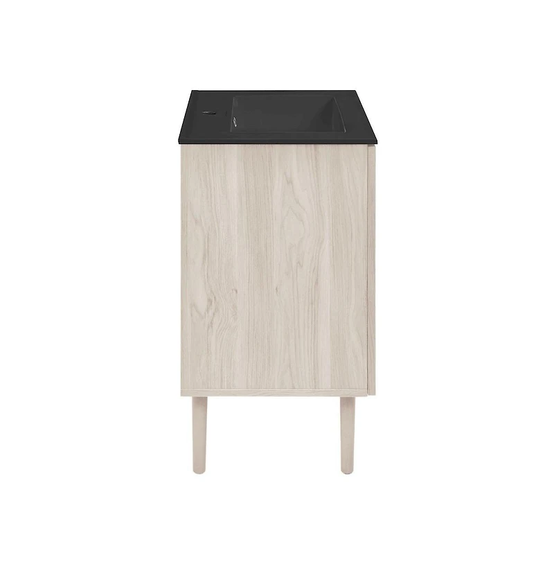 Swiss Madison Bron 24" Freestanding Bathroom Vanity in White Oak with Black Sink Top