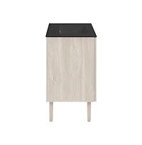 Swiss Madison Bron 24" Freestanding Bathroom Vanity in White Oak with Black Sink Top