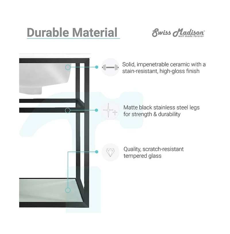 Swiss Madison Pierre Single, Metal Frame, Open Shelf