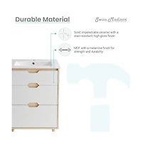 Swiss Madison Brusque 24" Freestanding Bathroom Vanity in Natural Oak with Sink Top