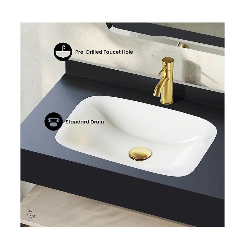 Avancer 36" Wall-Mounted Bathroom Vanity in White Oak with Black Marble Sink Top