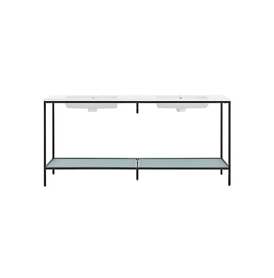 Swiss Madison 72 Double, Freestanding, Open Shelf, Matte Black Metal Frame Bathroom Vanity