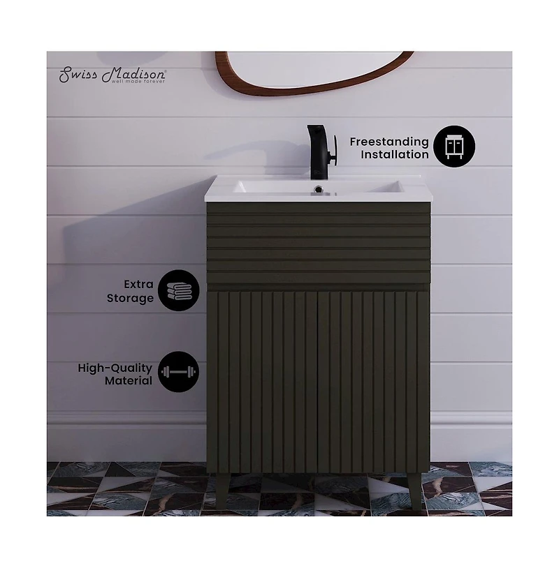 Swiss Madison Bernay 24" Bathroom Vanity in Cedar Gray