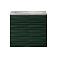 Swiss Madison Cascade 24" Wall-Mounted Bathroom Vanity in Green Oak with Sink Top