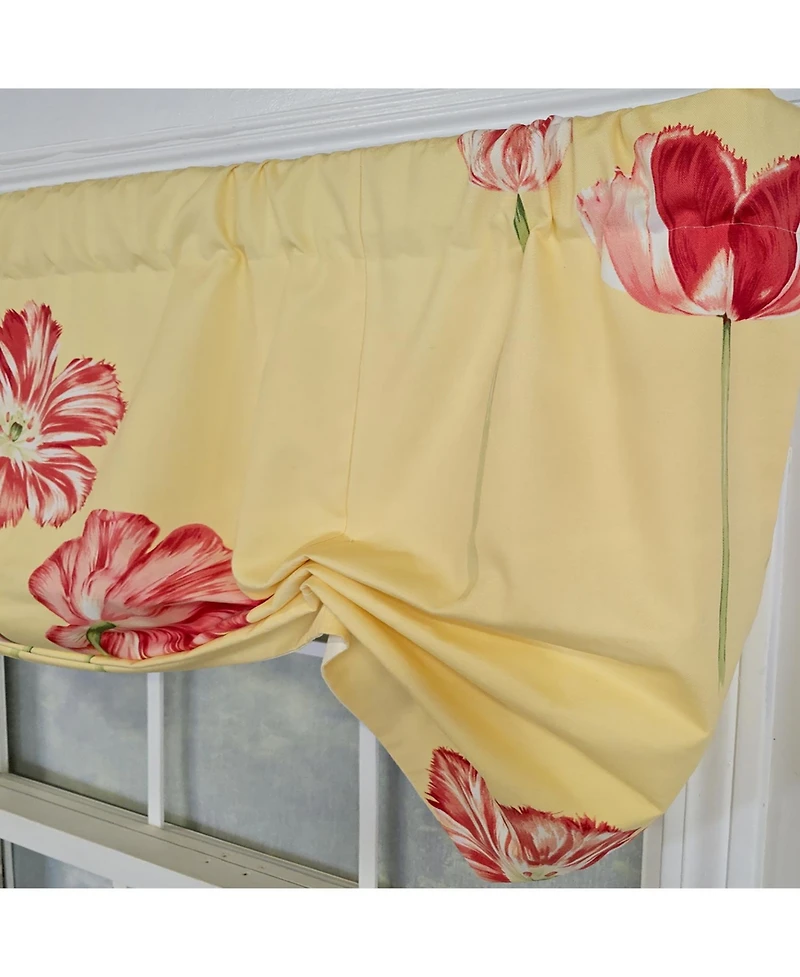 Rlf Home 100% Cotton La Tulipe Butterfly With Poly/Cotton lining Rod Pocket Valance 50" x 17" Yellow