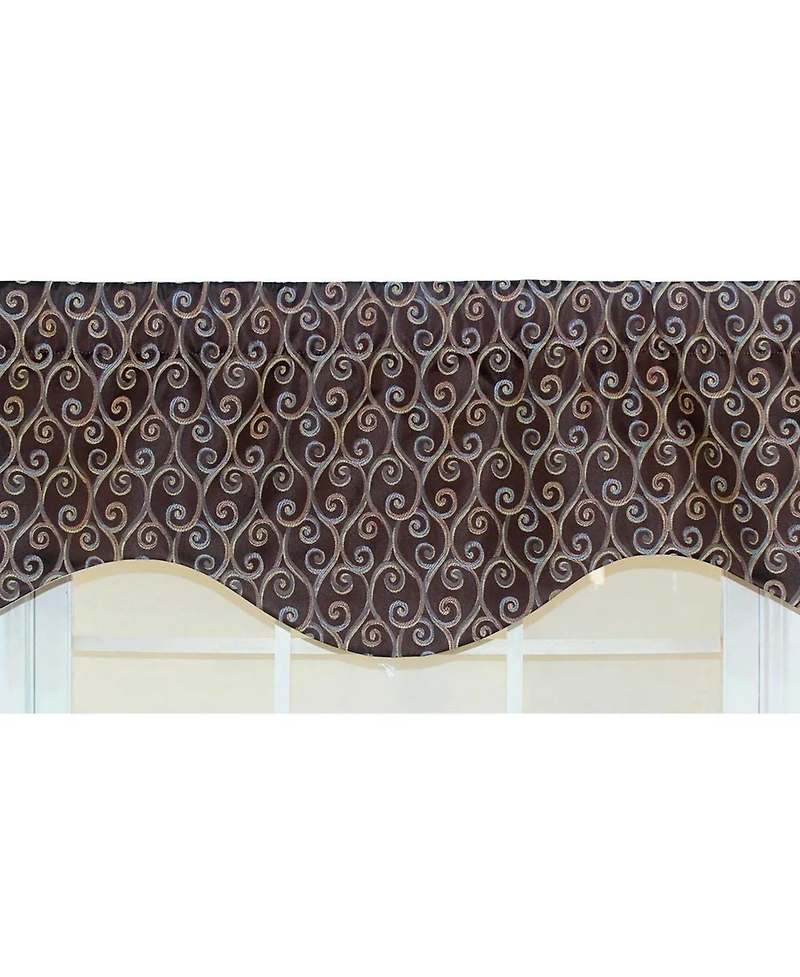 Rlf Home Twine Cornice 100% Cotton with Fully Lined 3" Rod Pocket Valnance for Windows 50" x 17" Cocoa