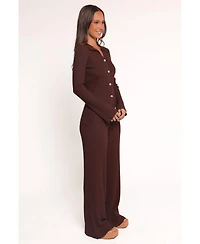 Petal and Pup Women's Aylia Ribbed Knit Set - Chocolate