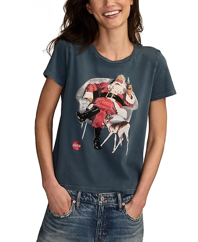 Lucky Brand Women's Coke Santa Crewneck T-Shirt