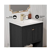 Chateau 24" Freestanding Bathroom Vanity in Black Oak with Sink Top