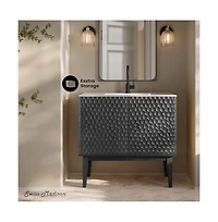 Swiss MadisonBosse 36" Freestanding Bathroom Vanity in Black Oak with Sink Top