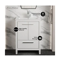 Swiss MadisonVirage 24" Freestanding Bathroom Vanity in White with Sink Top