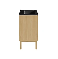 Swiss Madison Classe 24" Freestanding Bathroom Vanity in Natural Oak with Black Sink Top