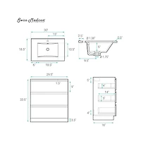 Swiss MadisonLiberte 30" Freestanding Bathroom Vanity in White Oak with Sink Top