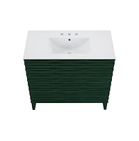 Swiss Madison36" Freestanding Bathroom Vanity in Green Oak with 3-Hole Widespread Sink Top