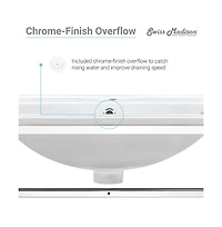 Swiss Madison Pierre 24 Single, Open Shelf, Chrome Metal Frame Bathroom Vanity