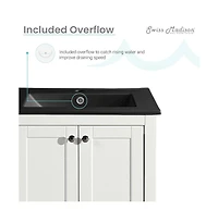 Swiss Madison Cannes in. White Bathroom Vanity With Black Ceramic Sink Top