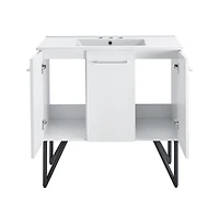 Swiss MadisonAnnecy 36 in. White Bathroom Vanity With White, 3-Hole Ceramic Sink Top