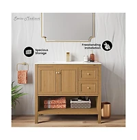 Chateau 36" Freestanding Bathroom Vanity in Golden Oak with Sink Top