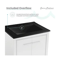 Swiss Madison Virage 24 in. White Bathroom Vanity With Black, 3-Hole Ceramic Sink Top