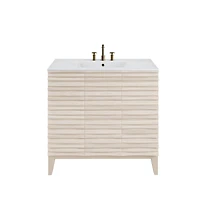 Swiss Madison Cascade in. White Oak Bathroom Vanity With White