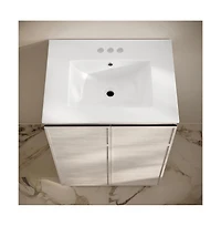 Swiss Madison 24" Freestanding Bathroom Vanity in White Oak with 3-Hole Centerset Sink Top