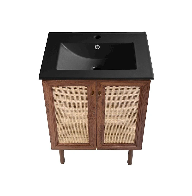 Swiss Madison Classe 24" Freestanding Bathroom Vanity in Brown Oak with Sink Top