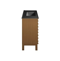 Swiss Madison Cascade 48 in. Brown Oak Bathroom Vanity With Black Ceramic Sink Top