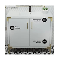 Swiss Madison Voltaire 36" Freestanding Bathroom Vanity in White with Sink Top