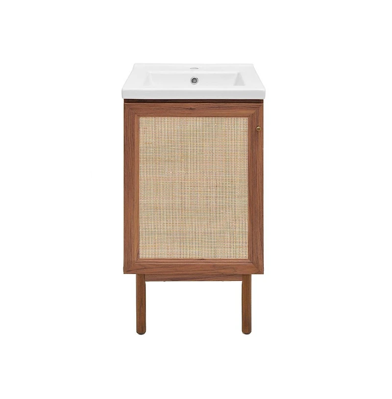 Swiss Madison Classe 18" Freestanding Bathroom Vanity in Brown Oak with Sink Top