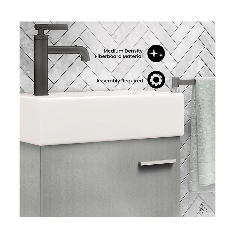 Swiss Madison Colmer 18 Single, Brushed Gray, One Cabinet, Bathroom Vanity