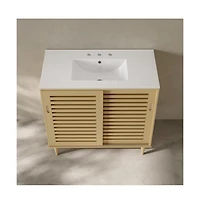 Swiss Madison Delice 36" Freestanding Bathroom Vanity, Natural Oak, 3-Hole Widespread Sink Top