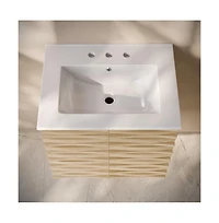 Swiss Madison 24" Wall-Mounted Bathroom Vanity in Natural Oak with 3-Hole Widespread Sink Top