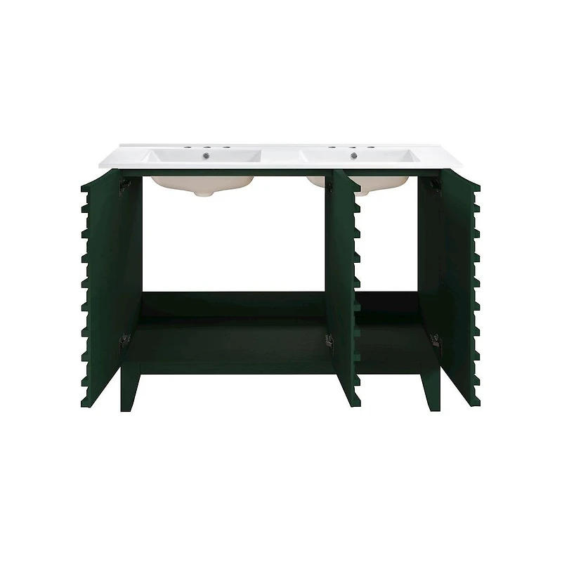 Swiss Madison 48" Freestanding Bathroom Vanity, 3-Hole Widespread Double Basin Sink Top