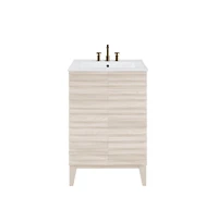 Swiss Madison Cascade 24 in. White Oak Bathroom Vanity With White, 3-Hole Ceramic Sink Top