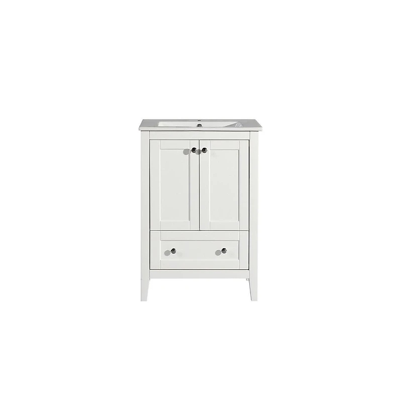 Swiss Madison Cannes 24" Freestanding Bathroom Vanity in White with Sink Top
