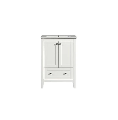 Swiss Madison Cannes 24" Freestanding Bathroom Vanity in White with Sink Top
