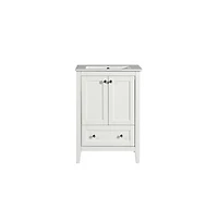 Swiss Madison Cannes 24" Freestanding Bathroom Vanity in White with Sink Top
