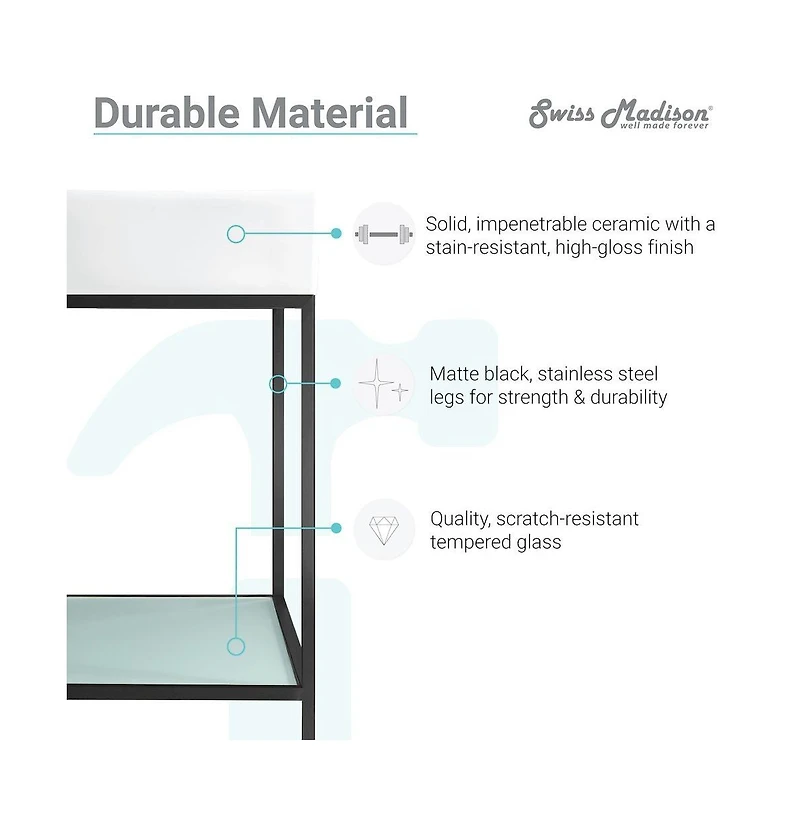 Swiss Madison Pierre 32" Open Shelf Black Frame Freestanding Bathroom Vanity with Sink Top