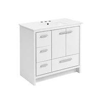 Virage 36 in. White Bathroom Vanity With White, 3-Hole Ceramic Sink Top